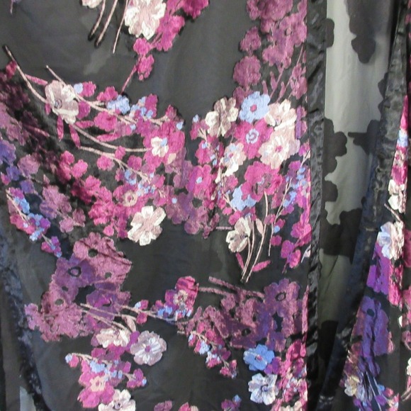 J Jill Burnout Floral Kimono Robe Women OS Black Purple Velvet Sheer Boho 274 - Picture 6 of 9